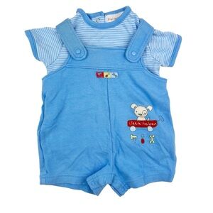 Vintage Carters Just One Year 2-Piece Coverall Set Dog Tools Wagon